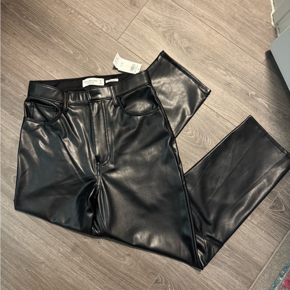 Black Faux Leather Jeans